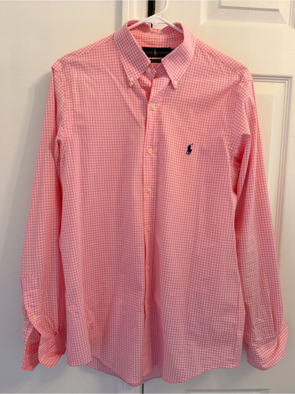 Polo by Ralph Lauren Pink Gingham Button-Down Shirt with Navy Pony